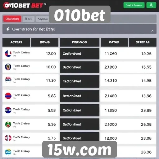 Visão geral das ofertas do site 010bet